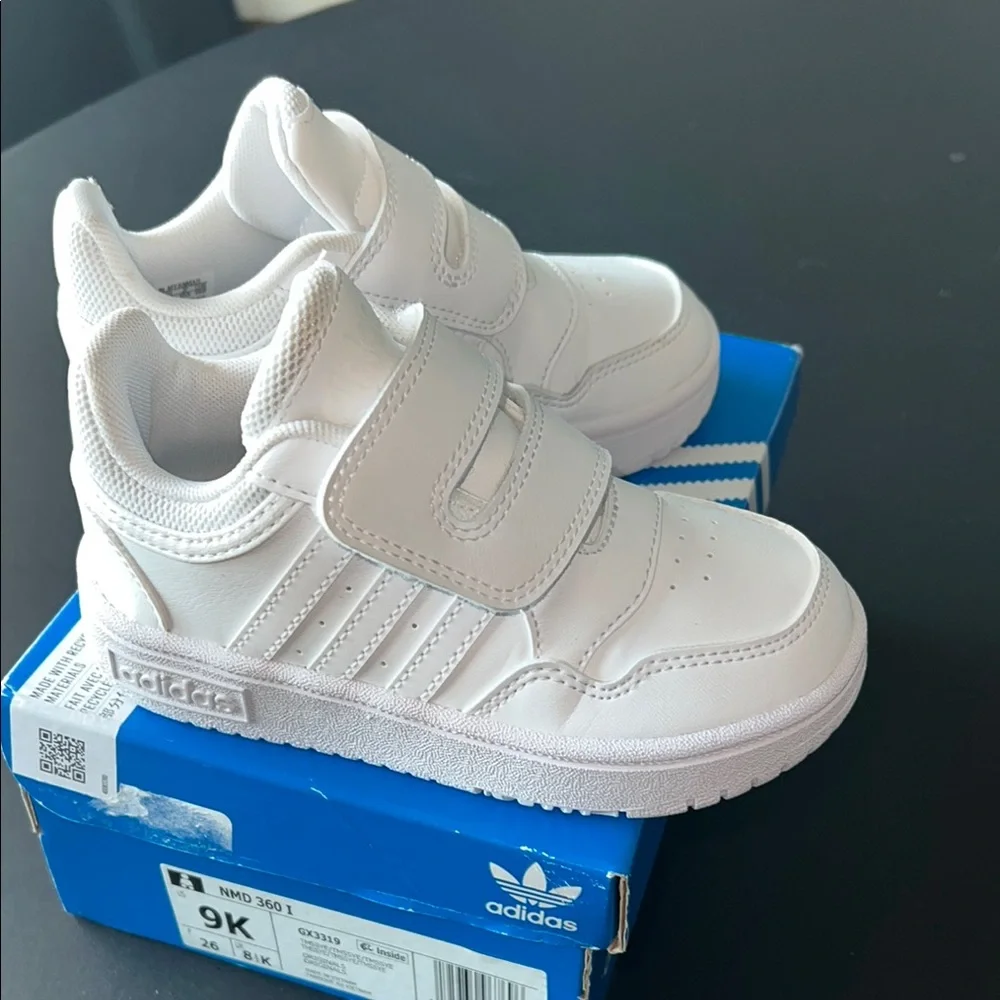 adidas Kids White Velcro Sneakers